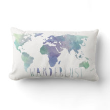 Coussin d'aquarelle d'envie de voyager