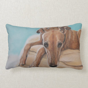 Rectangle Coussin d'art de chien de lévrier de Harley