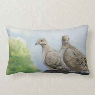 Rectangle Coussin d'art de deux colombes de deuil