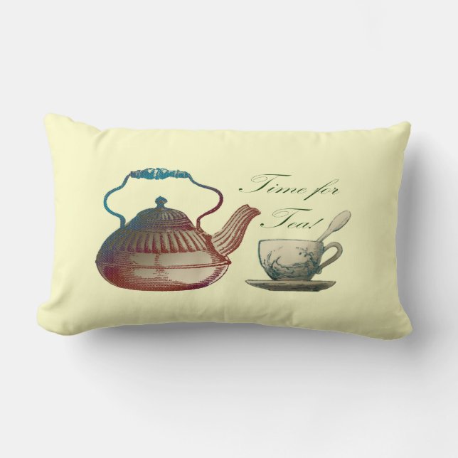 Rectangle Coussin d'art de théière et de tasse de thé (Recto)