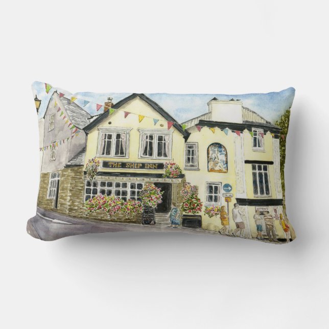 Rectangle Coussin d'auberge de bateau ("Fowey)" (Recto)