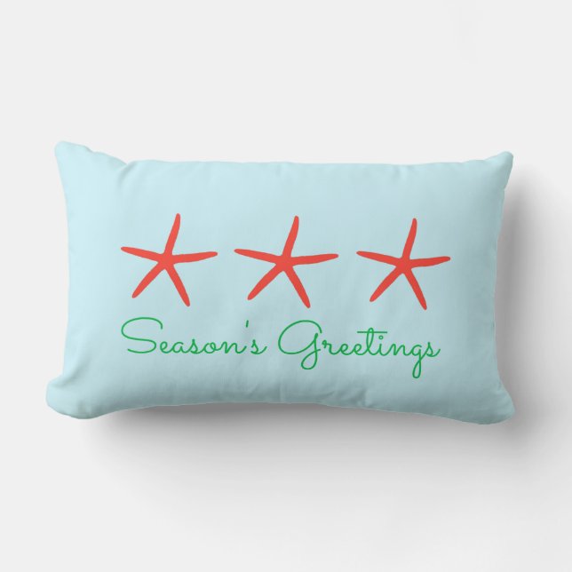 Rectangle Coussin de 3 Bonnes Fêtes d'étoiles de mer (Recto)