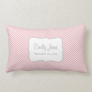 Rectangle Coussin de bébé - motif en arête de poisson rose