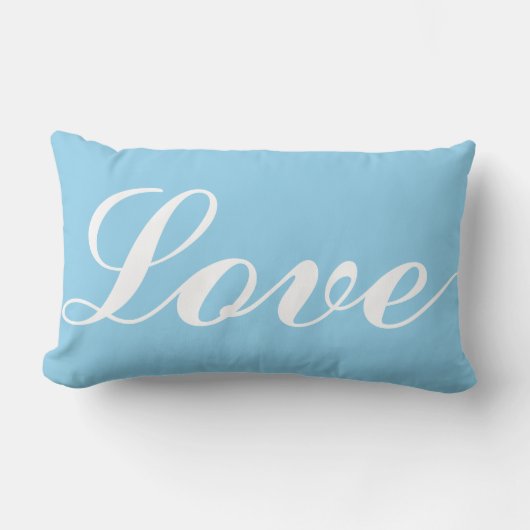 Rectangle Coussin de bois - Amour (bleu clair) (Recto)
