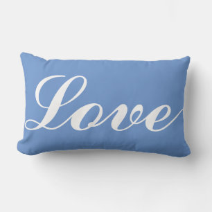 Rectangle Coussin de bois - Amour (Bleu de Cornflower)