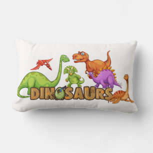 Rectangle Coussin de bois pour enfant - Dinosaures colorés