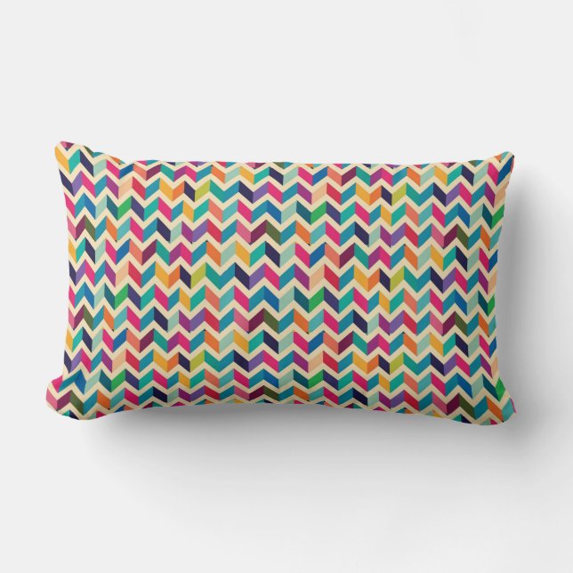 Rectangle Coussin de bois - Zigzag multicolore (Recto)