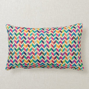 Rectangle Coussin de bois - Zigzag multicolore
