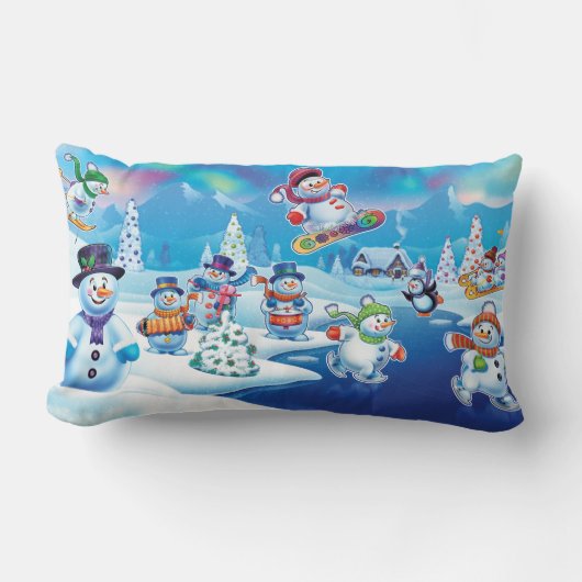 Rectangle Coussin de bonhommes de neige du pays des (Recto)