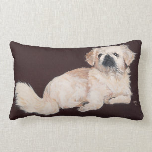 Rectangle Coussin de chien pékinois blanc