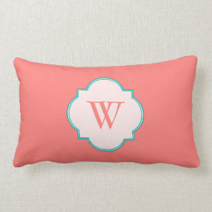 Rectangle Coussin de corail de monogramme de jet