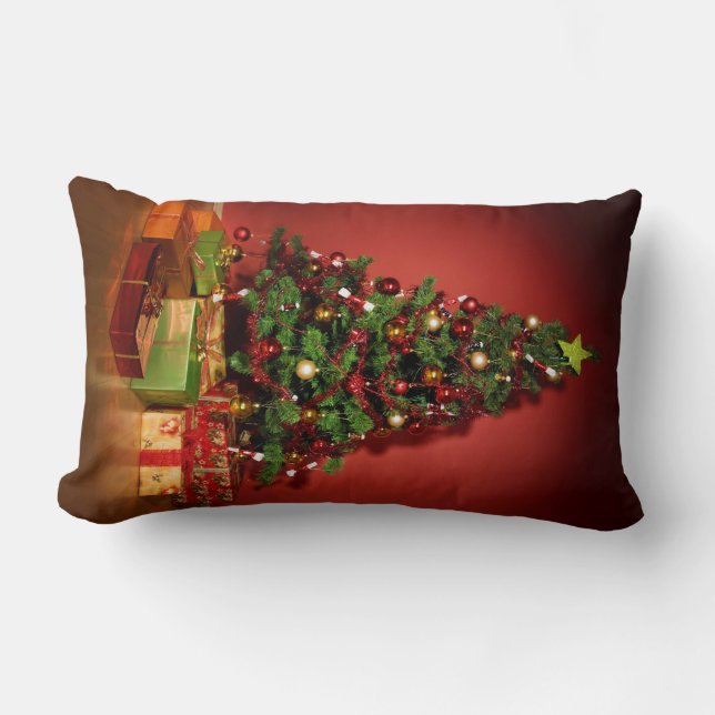Rectangle Coussin de coussin de jet d'arbre de Noël (Recto)