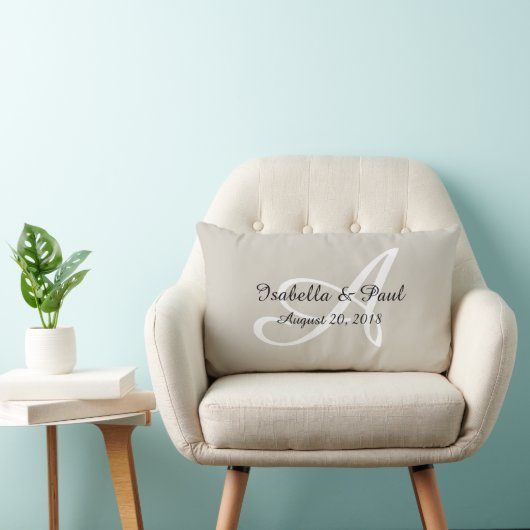 Rectangle coussin de date mariage de monogramme (Chaise)