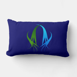 Rectangle Coussin de  de tourbillons bleus et verts