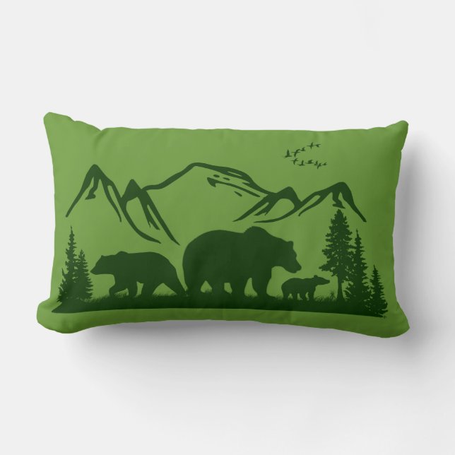 Rectangle Coussin de décor de loge d'ours (personnalisez) (Recto)