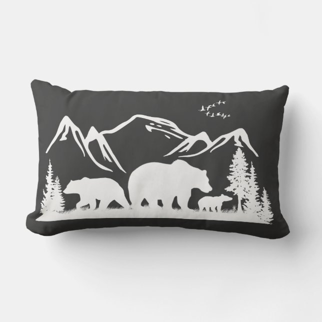 Rectangle Coussin de décor de loge d'ours (personnalisez) (Recto)