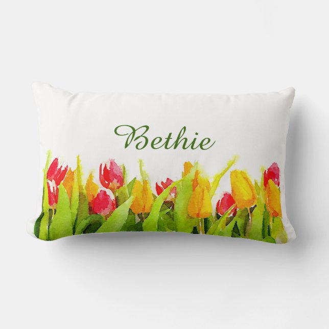 Rectangle Coussin de décor de tulipes (Recto)