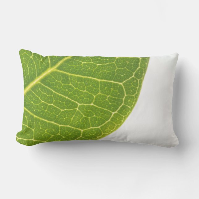 Rectangle Coussin de décoration à motif feuille verte riche  (Recto)