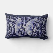 Rectangle Coussin de design en céramique Koi Pond bleu et bl (Verso)