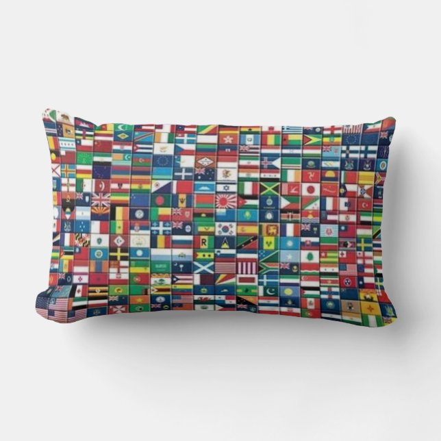 Rectangle Coussin de drapeaux du monde (Recto)