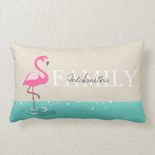 Rectangle Coussin de Flamant rose de carreau de monogramme