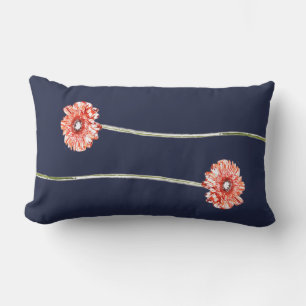 Rectangle Coussin de fleur de gérbera chrysanthème rouge pâl