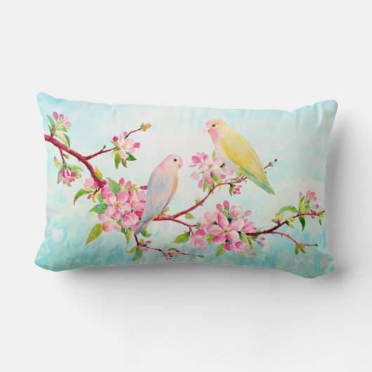 Rectangle Coussin de fleurs et d'inséparables d'Apple (Verso)