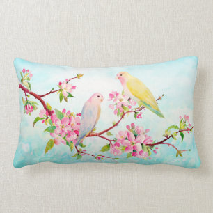 Rectangle Coussin de fleurs et d'inséparables d'Apple