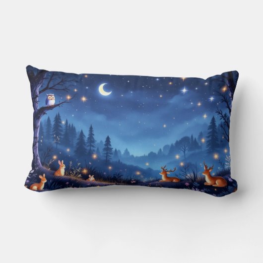 Rectangle Coussin de forêt de nuit (Verso)