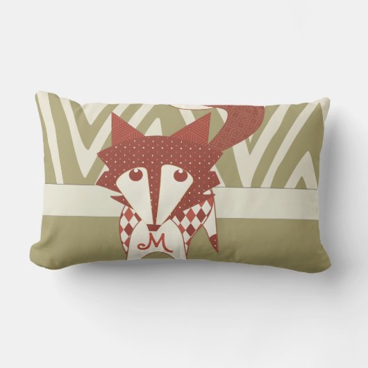 Rectangle Coussin de Fox Stylisé Monogrammé (Recto)