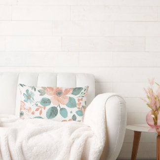 Rectangle Coussin de jet floral vintage | Botanique pêche et