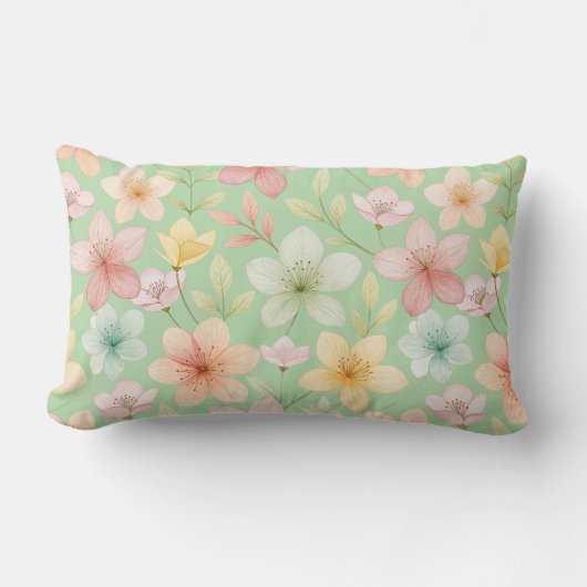 Rectangle Coussin de jeté lombaire Fleur de menthe (Recto)