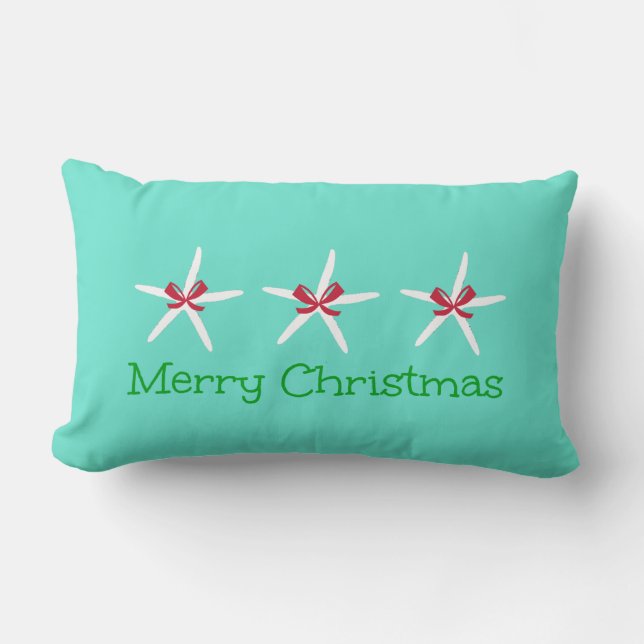 Rectangle Coussin de Joyeux Noël de 3 étoiles de mer (Recto)