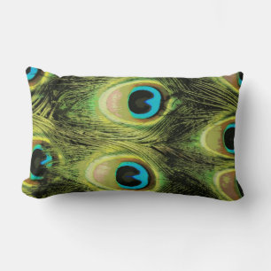Rectangle Coussin de la macro de plume Peacock Lumbar