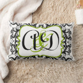 Rectangle Coussin de la mariée noire Damask Monogram (Couverture)