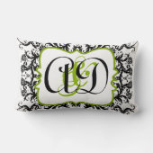 Rectangle Coussin de la mariée noire Damask Monogram (Verso)