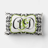 Rectangle Coussin de la mariée noire Damask Monogram (Recto)