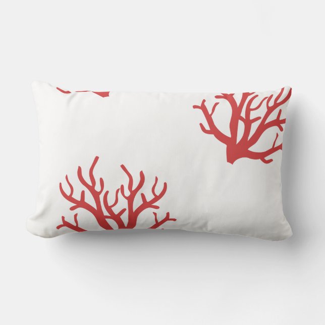 Rectangle Coussin de lancer de corail rouge (Recto)