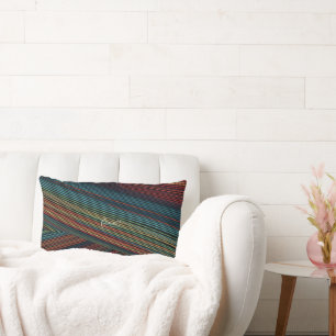 Rectangle Coussin de ligne multicolore de 13 po x 21 po