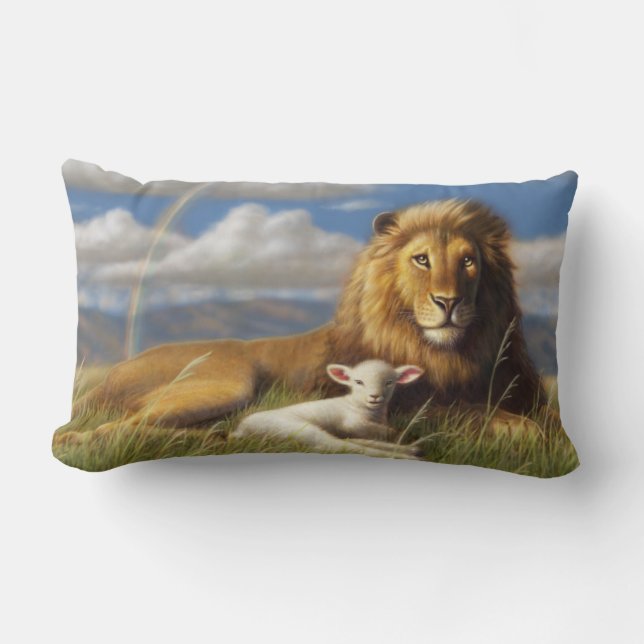 Rectangle Coussin de lion et d'agneau (Recto)