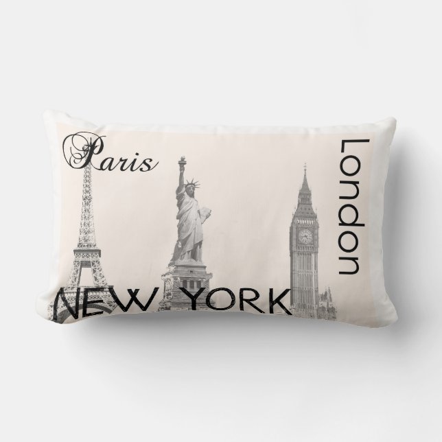 Rectangle Coussin de Londres, Paris, New York (Recto)