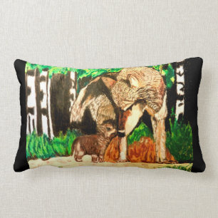 Rectangle Coussin de LOUP ET de CUB de MÈRE
