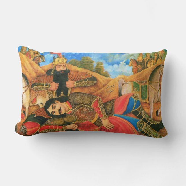 Rectangle Coussin de Lumbar de Rostam et de Sohrab (Recto)