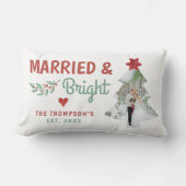 Rectangle Coussin de mariage de Noël 'Mariés & Lumineux' (Recto)