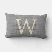 Rectangle Coussin de mariage en lin gris avec monogramme ivo (Verso)
