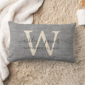Rectangle Coussin de mariage en lin gris avec monogramme ivo (Couverture)