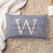 Rectangle Coussin de mariage en lin ivoire bleu avec monogra (Couverture)