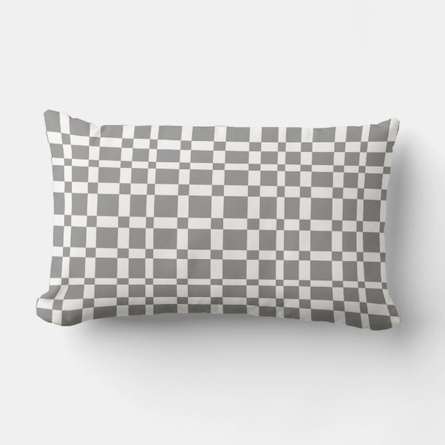 Rectangle coussin de motif géométrique gris et blanc (Recto)