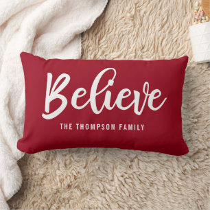 Rectangle Coussin de Noël Croyance rouge personnalisée