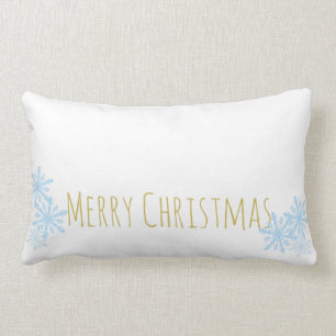 Rectangle Coussin de Noël Snowflake en bleu et or